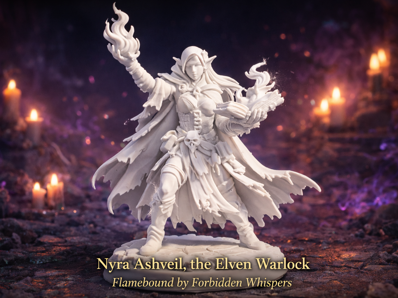 "Nyra Ashveil" the female elf summoner miniature