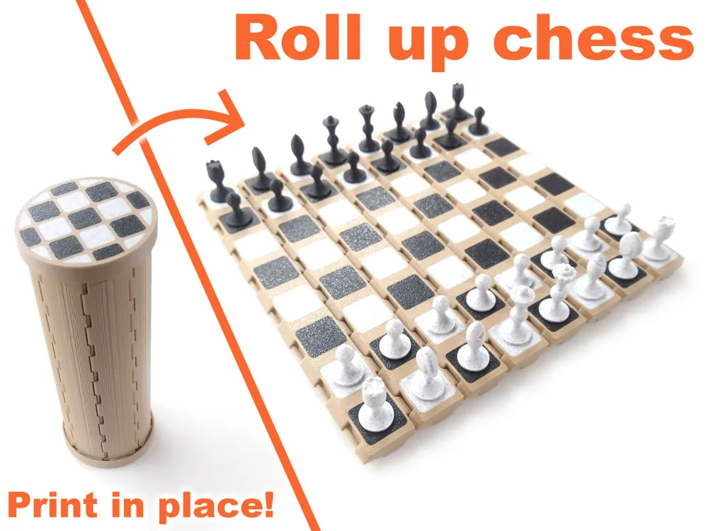 Roll Up Chess – Print in Place – (no TPU/assembly)