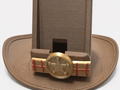 Woody cowboy hat charging dock
