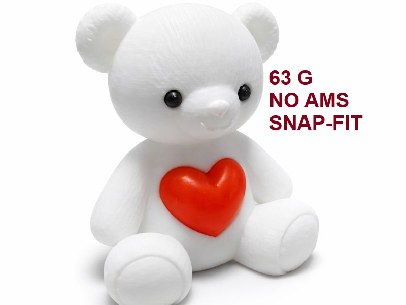 Cute Heart Teddy – Snap-Fit, 63g PLA