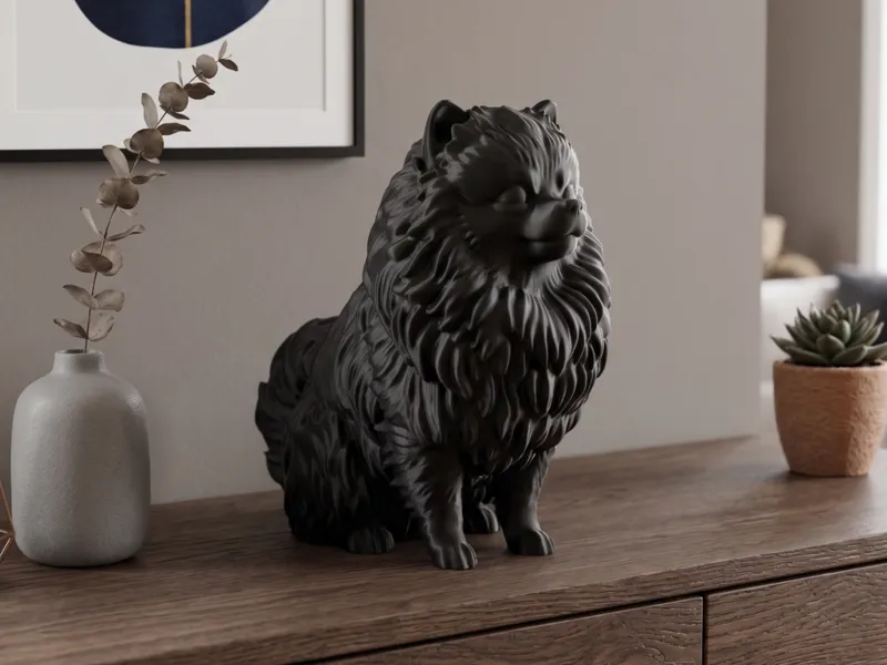 Pomeranian Dog Statue Figure - Elegant Home Decor
