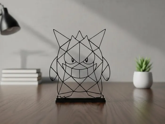 Geometric Gengar – Minimalist Wireframe Art