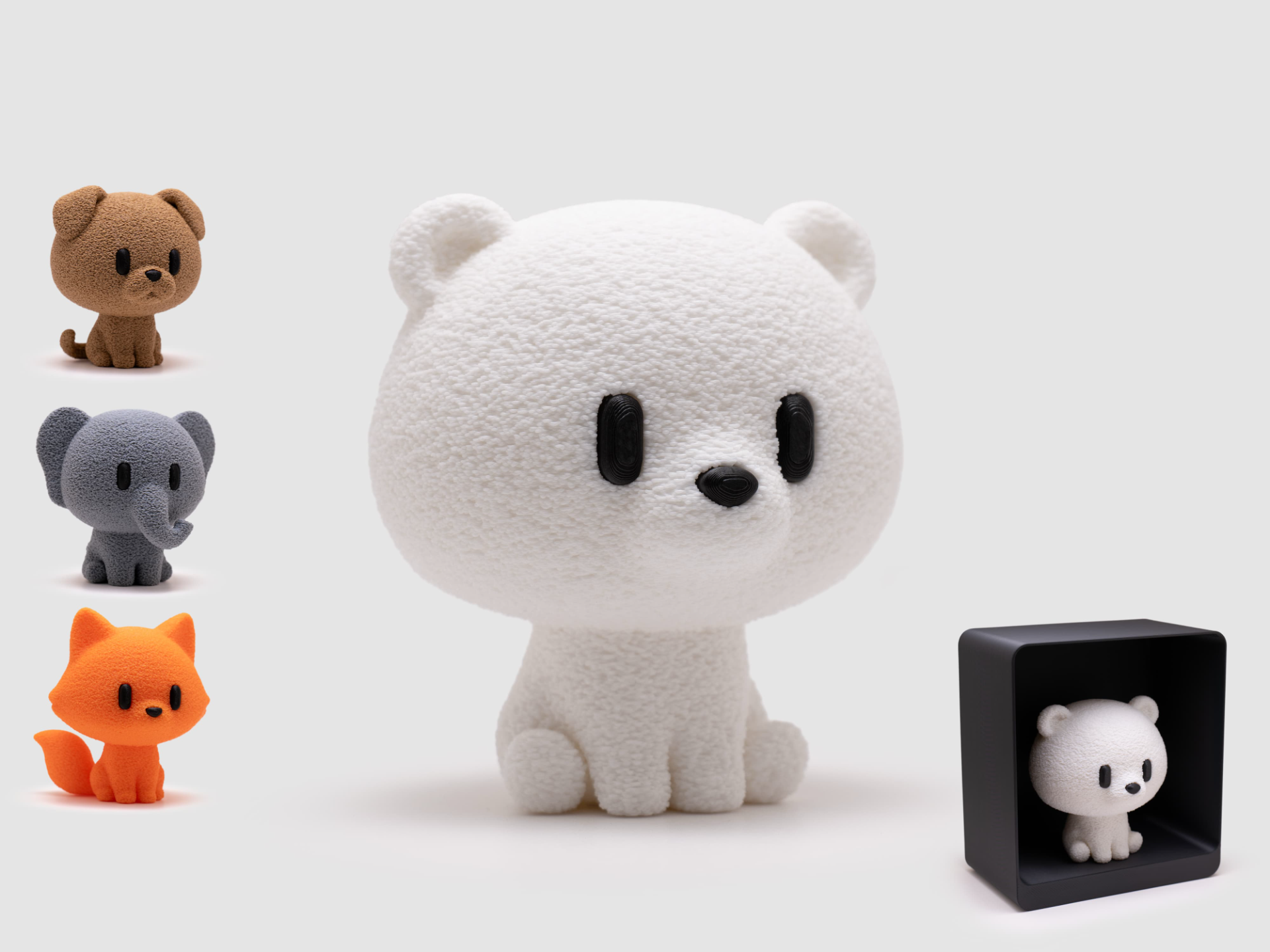 Polar Bear Figurine & Stand | No AMS | Fuzzy Skin