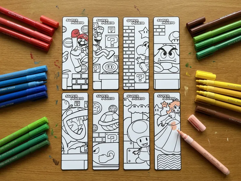 super mario coloring bookmarks