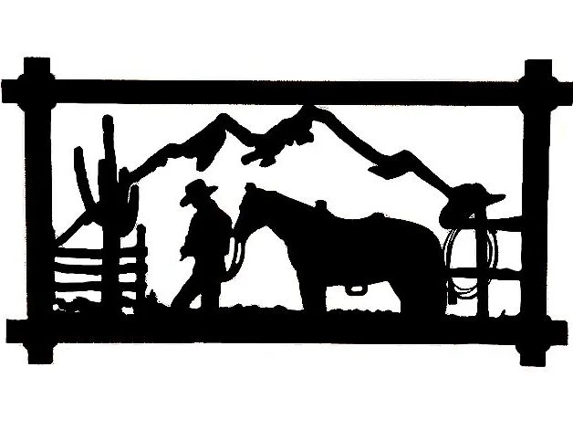 Cowboy Horse Framed Silhouette