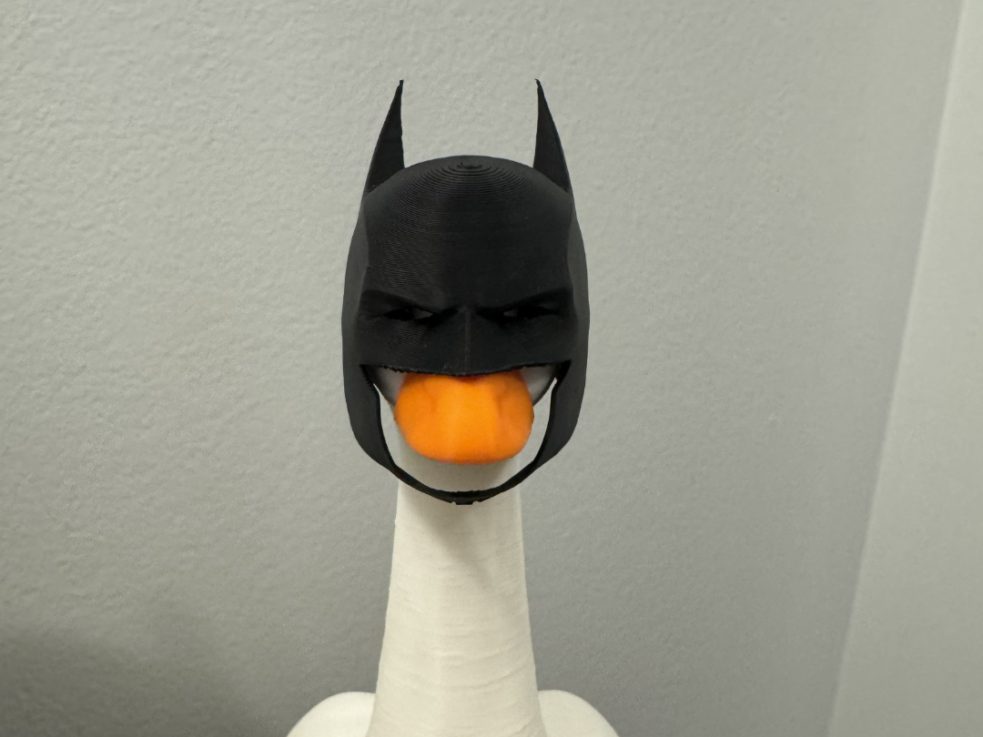 Batman cowl for desk goose