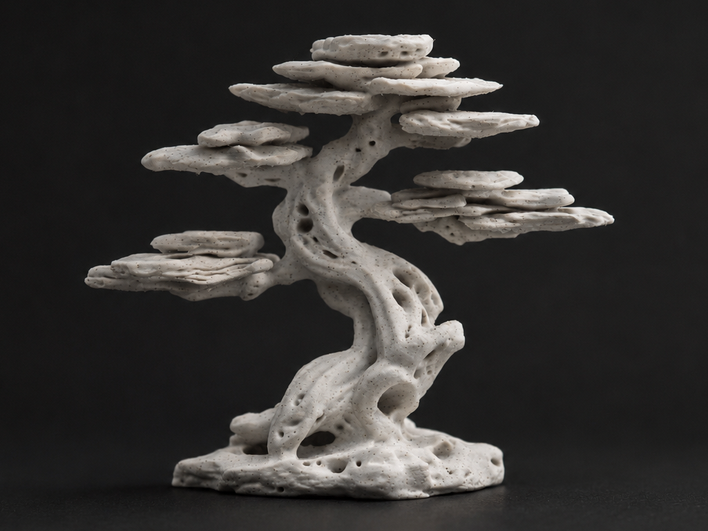 Stone Bonsai Tree - Minimalist Modern Decor