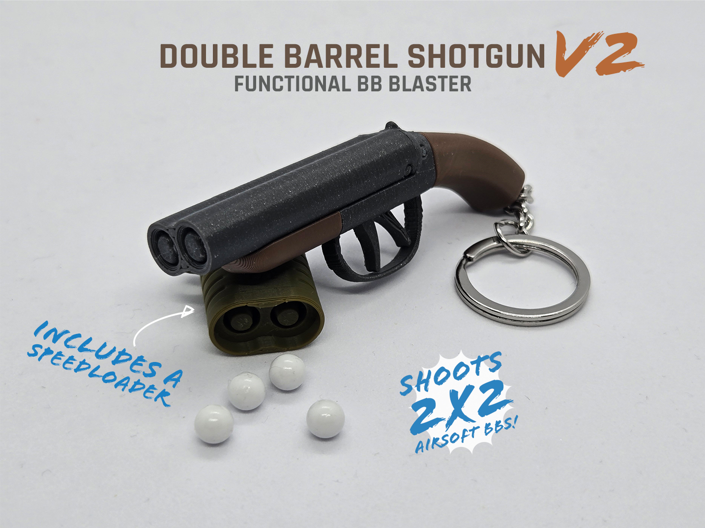Double Barrel Shotgun Keychain V2 — Blaster Toy - 1