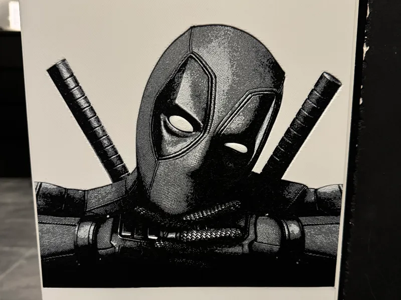 Deadpool Hueforge B&W Wallart