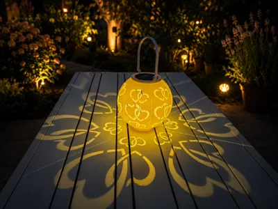 Two hearts glow - Solar Garden Lantern with Heart