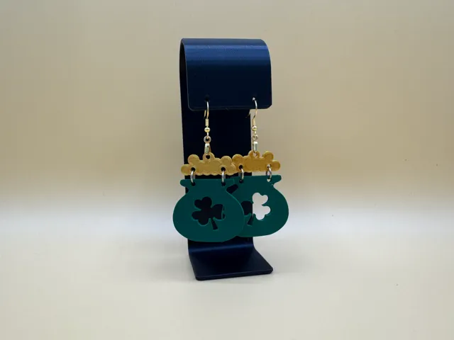 Pot of Gold Shamrock Earrings