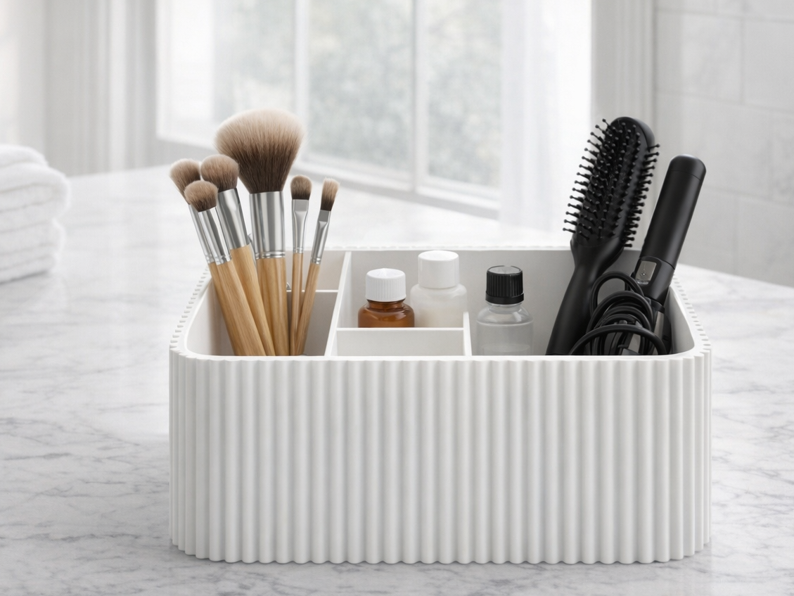 Ribbed Decorative Bathroom Organizer Large