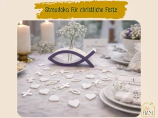 Christliche Streudeko Herz Kreuz Fisch
