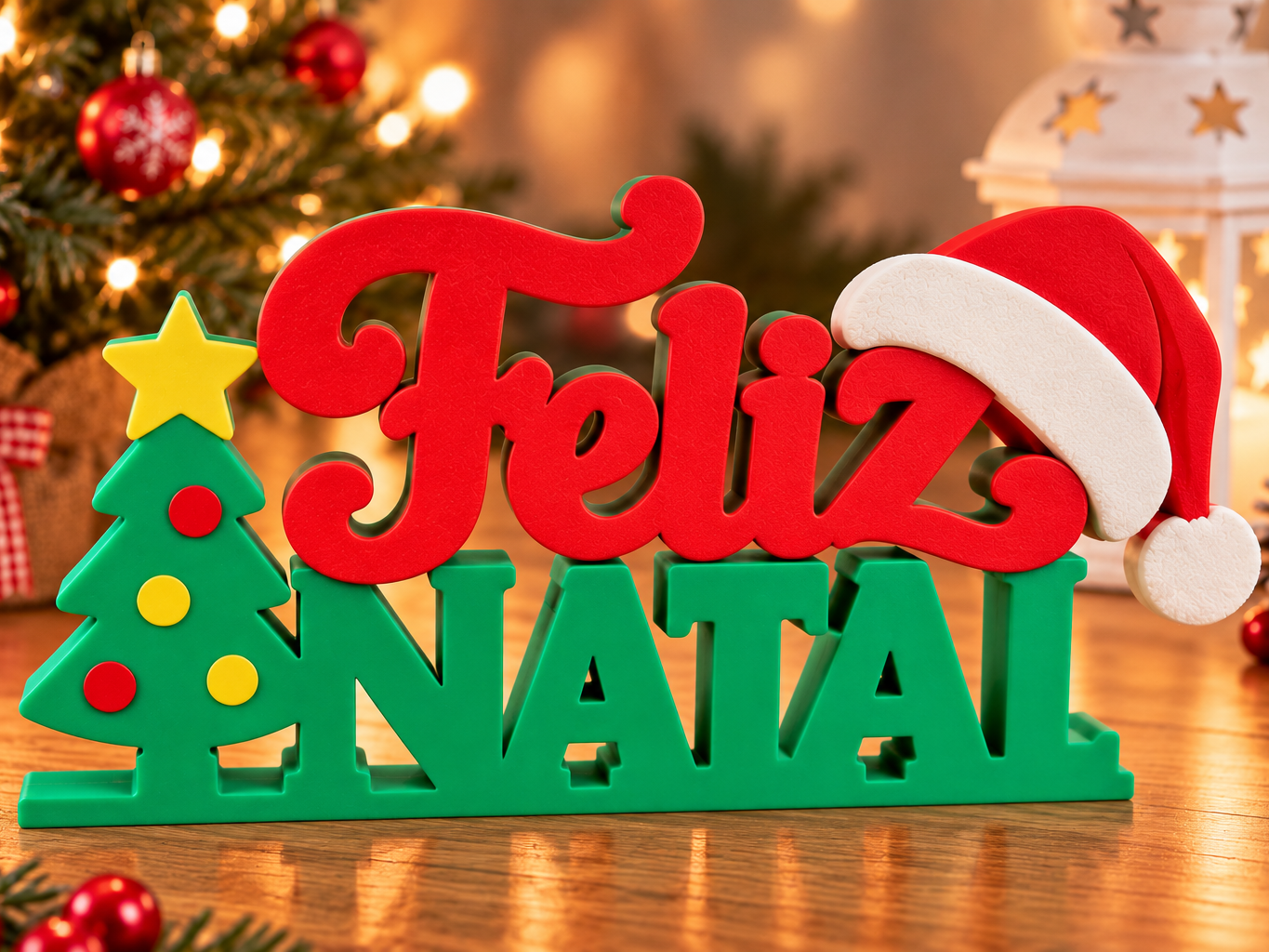 Feliz Natal – Árvore e Gorro de Papai Noel - 1