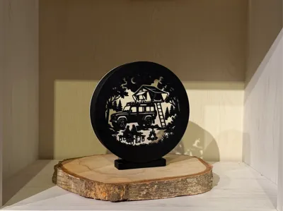 LED Ring Lamp MINI incl. Frame with Roof Tent Motif