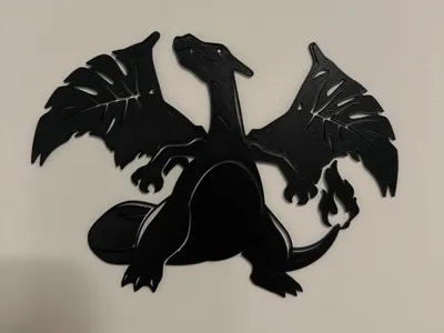 Glurak with Monstera wings wall art decoration 