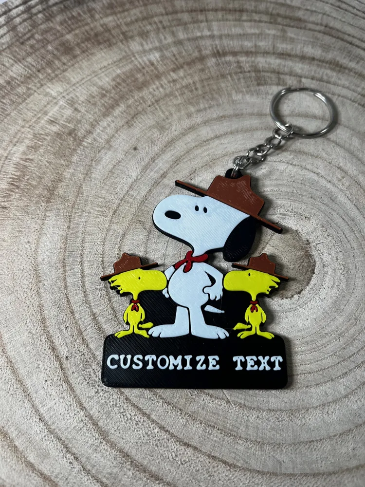 Snoopy Keyless Script Customizable text - Snoopy Scout Patrol Keychain - Free 3D Print Model ...