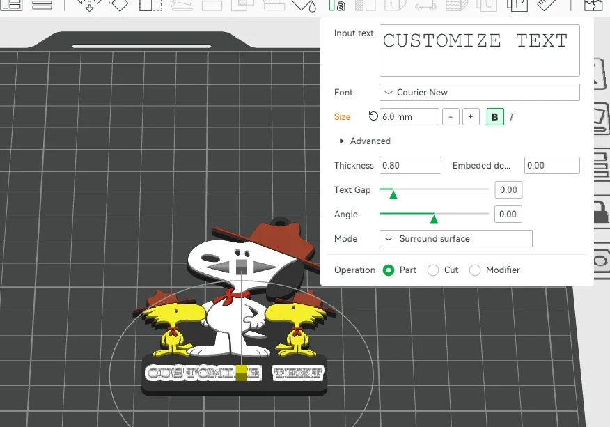 Snoopy Keyless Script Customizable text - Snoopy Scout Patrol Keychain - Free 3D Print Model ...