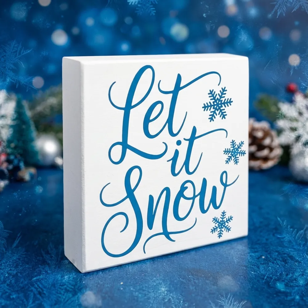 Let It Snow Block Sign Winter Holiday Shelf Decor - Free 3D Print Model ...