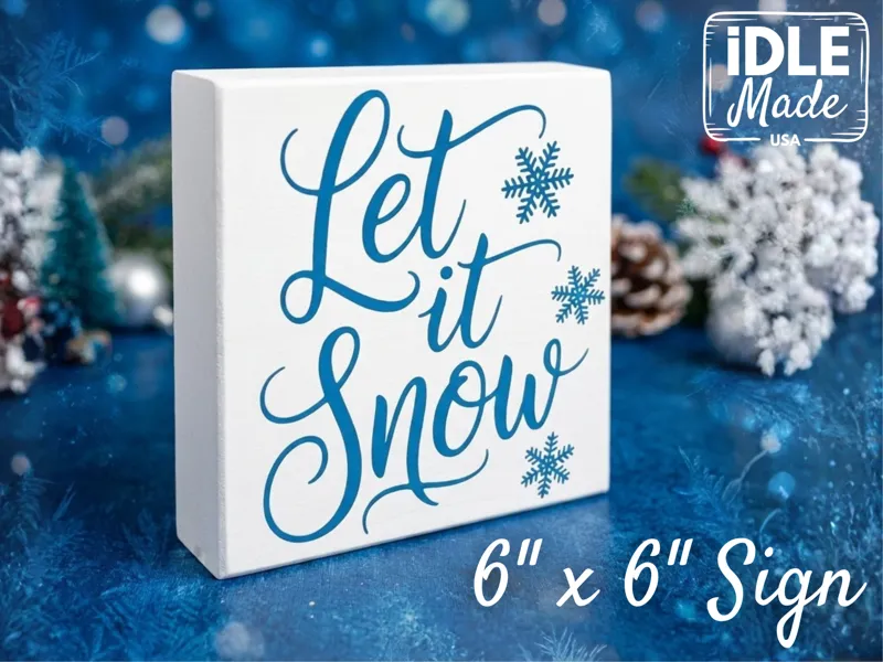 Let It Snow Block Sign Winter Holiday Shelf Decor