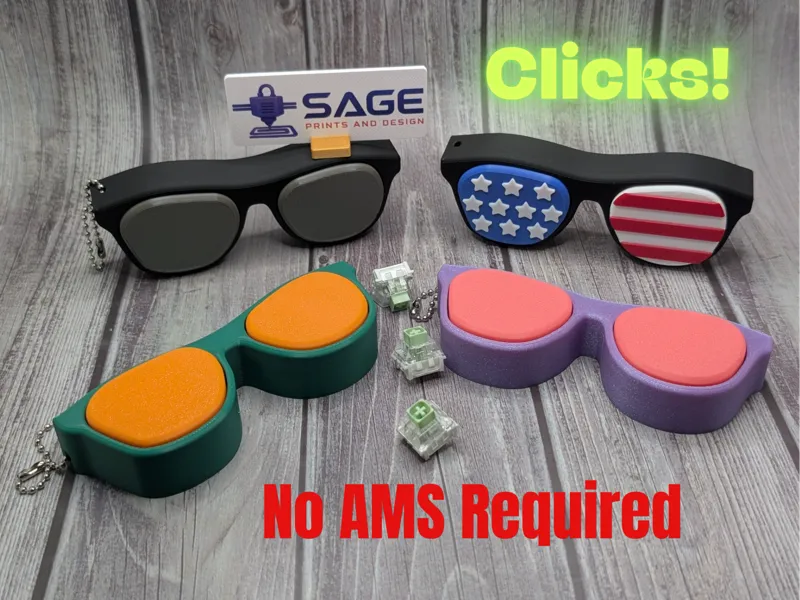 Sunglasses clicker fidget w/keychain - no AMS