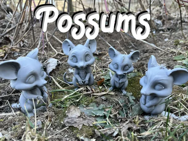 Figurines mignonnes opossum, souris et rat