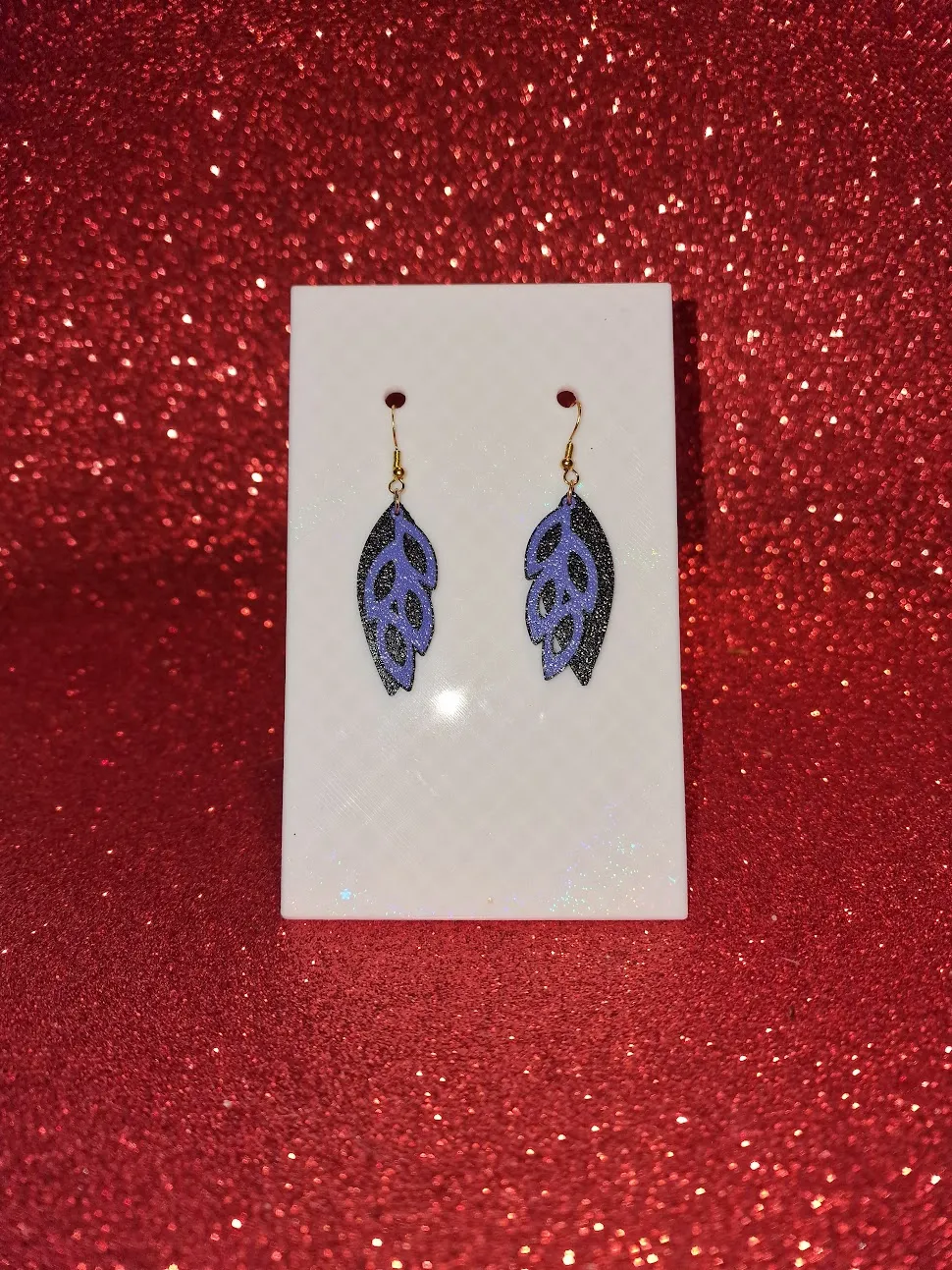 Violet leaves earrings view 2