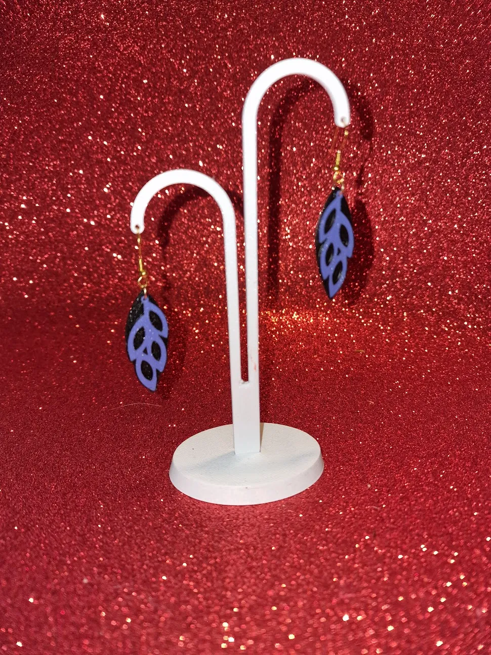 Violet leaves earrings view 3