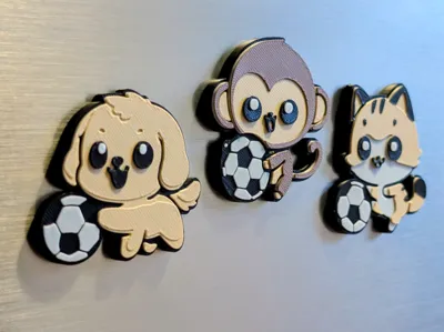Cute Football Animals Magnet Set - Fast Print