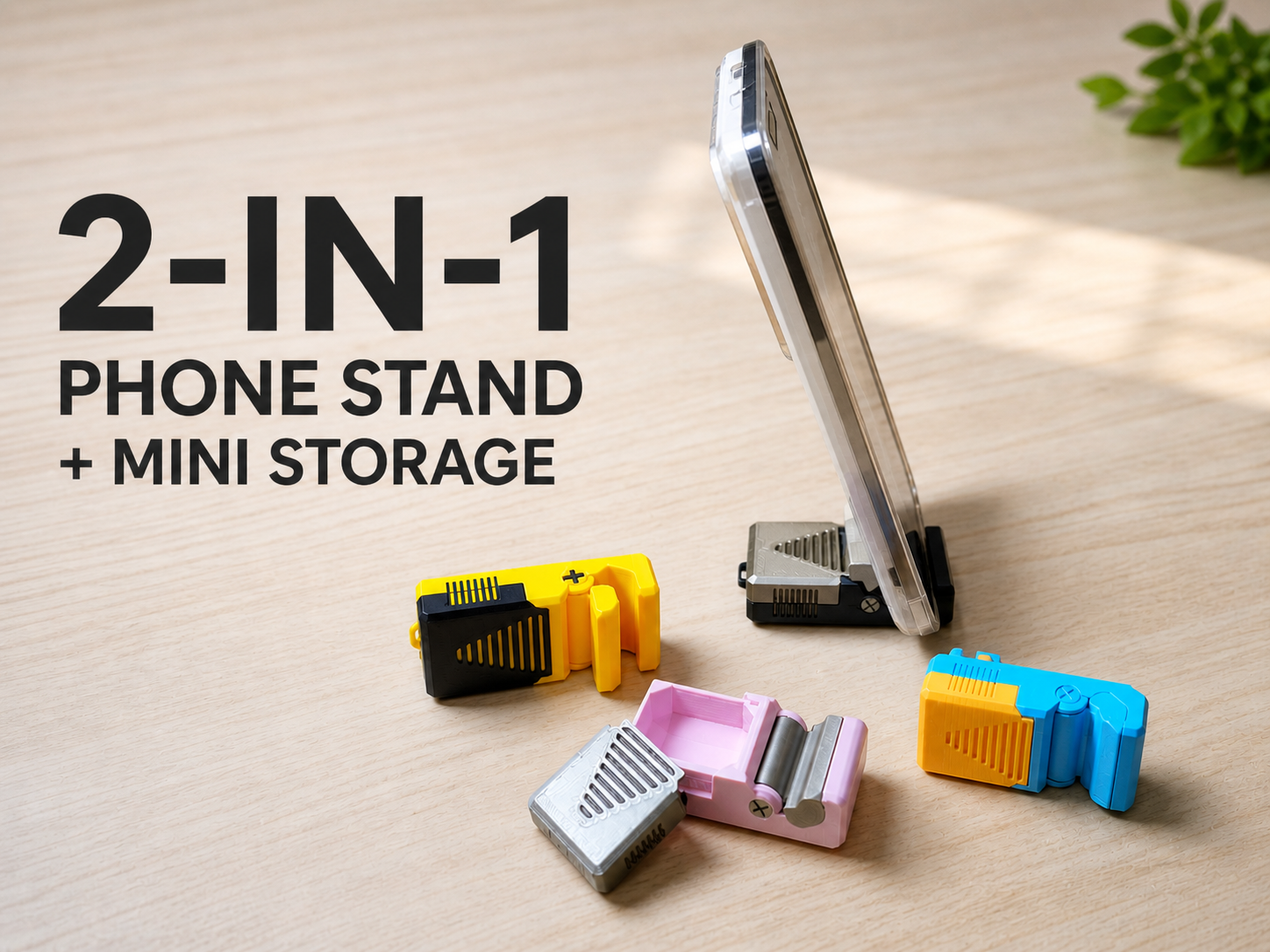 Compact Phone Stand Keychain with Mini Storage 