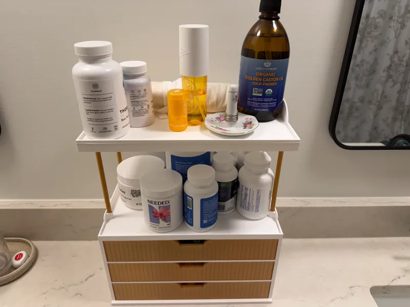 Modern vanity makeup organizer