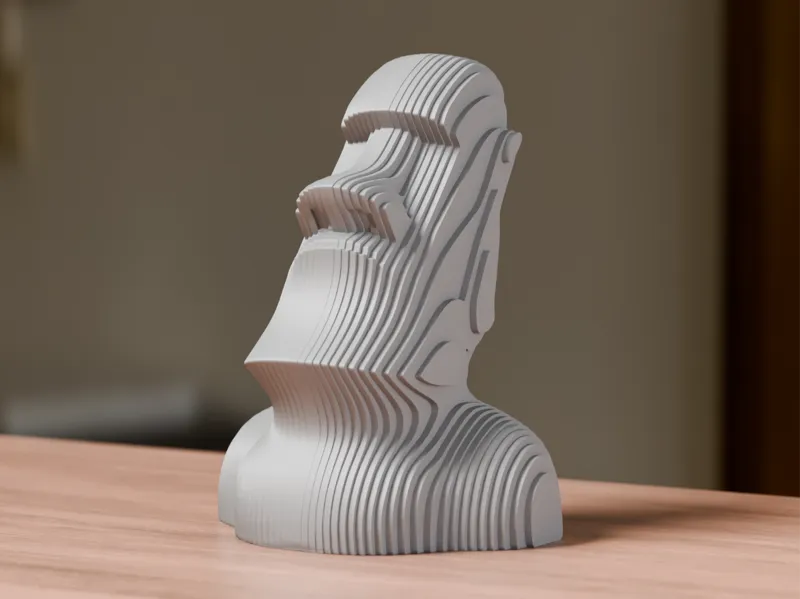 Moai statue layered style