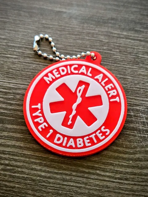 RFID Medical Alert Diabetes Keychain - Type 1 or 2 view 2
