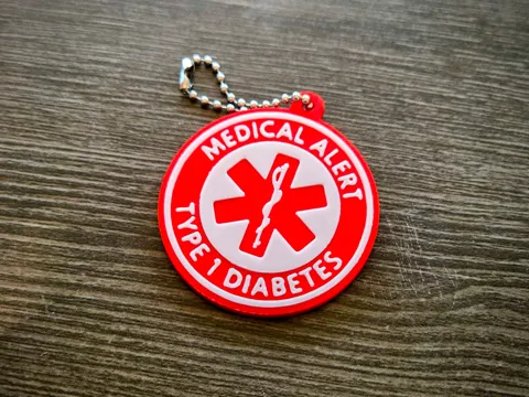 RFID Medical Alert Diabetes Keychain - Type 1 or 2