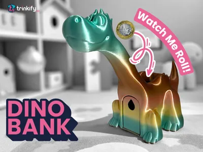 DinoBank - Coin Bank with Rolling Neck Slide