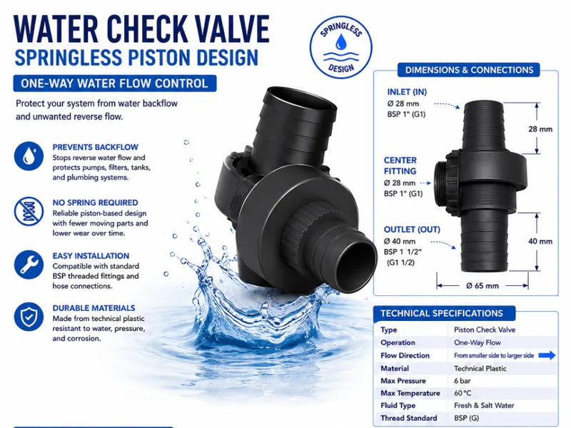 Water Check Valve for Pump Systems