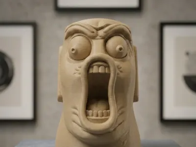 Rock LOL Meme Head — Rage Face Statue