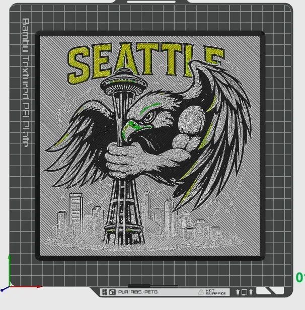 Seattle Seahawk Hueforge by jc unboxed MakerWorld: Download Free 3D Models