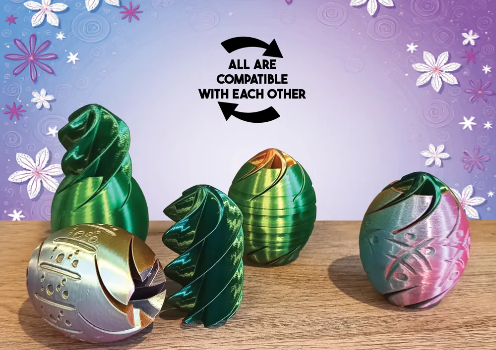 Spiral Fidget Passthrough Easter Egg Set - Free 3D Print Model - MakerWorld