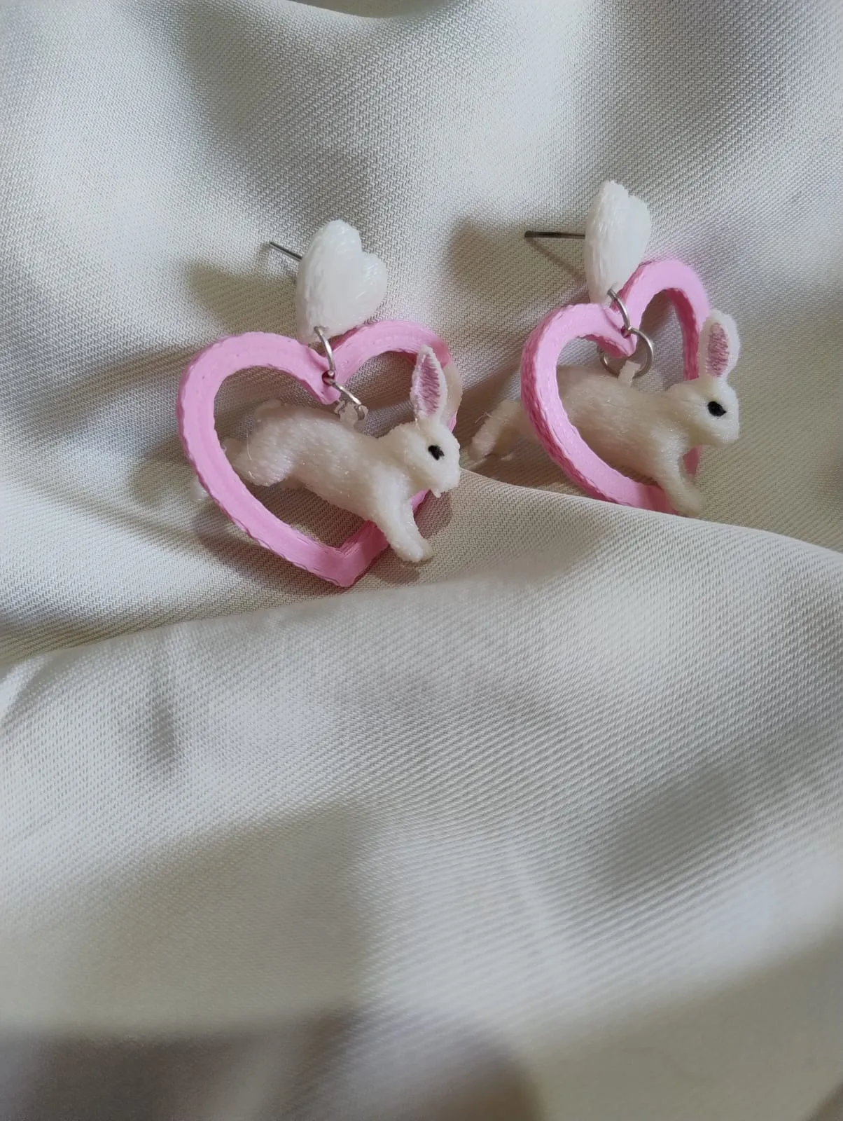 Heart Cute Bunny Earrings Easter Valentine's Day view 3