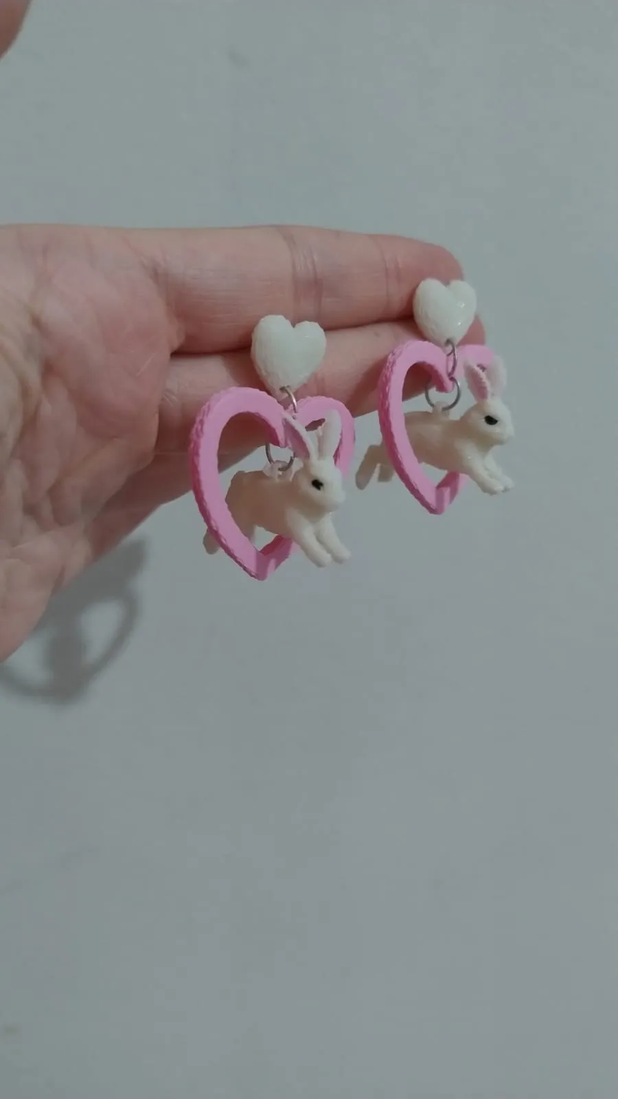 Heart Cute Bunny Earrings Easter Valentine's Day view 2