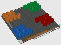 0.2mm layer, 2 walls, 15% infill 4 Farben auf einer Platte