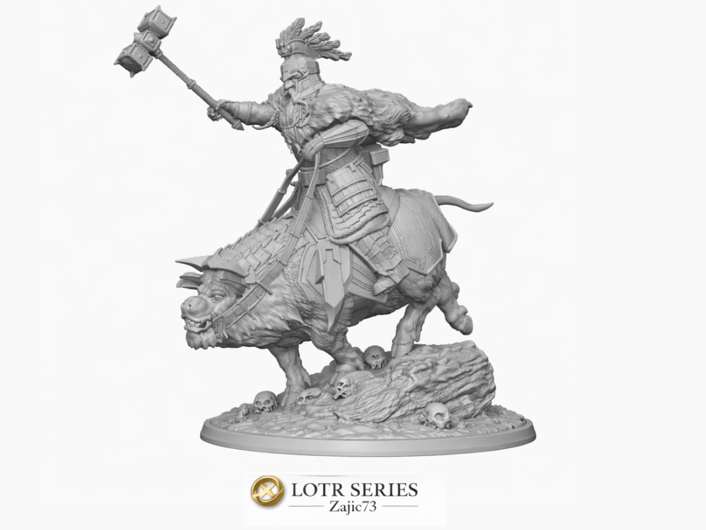 DAIN IRONFOOT ON WAR BOAR (Lord of The Rings-LOTR)