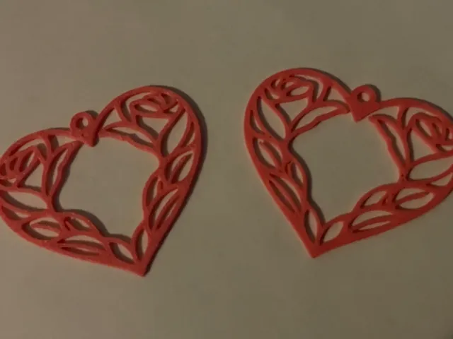 Heart Earrings with Roses inside