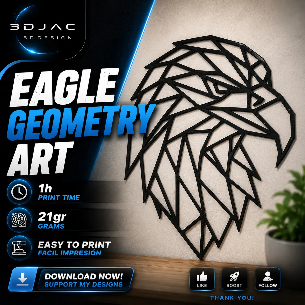 EAGLE GEOMETRY ART | Low Poly Wall Art | view 2