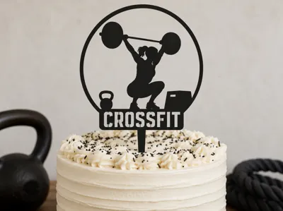 CrossFit Cake Topper – Barbell Athlete Silhouette