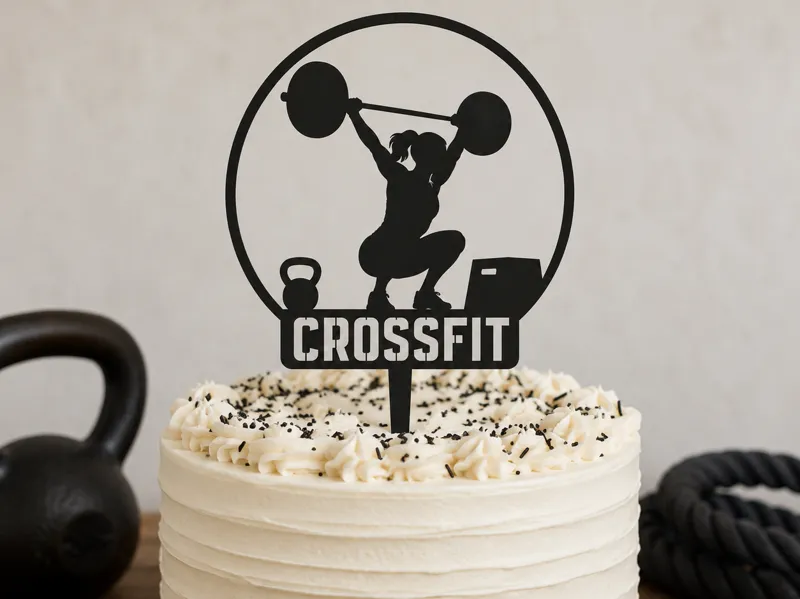 CrossFit Cake Topper – Barbell Athlete Silhouette