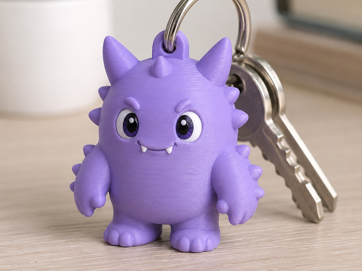 Lilac Spike Buddy Keychain – Cute Monster Charm