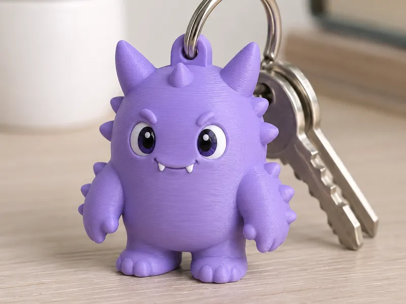 Lilac Spike Buddy Keychain – Cute Monster Charm