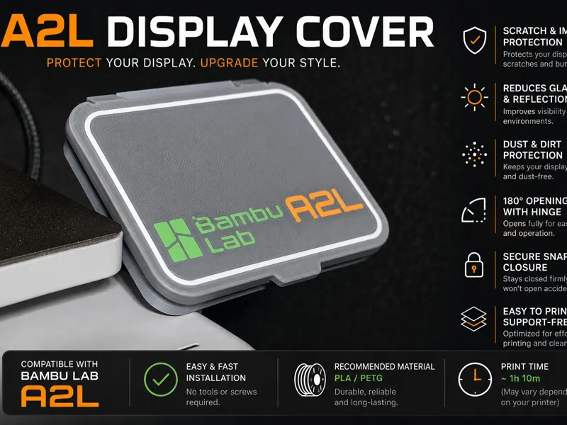 A2L Display Shield Flip Cover for Bambu Lab A2L